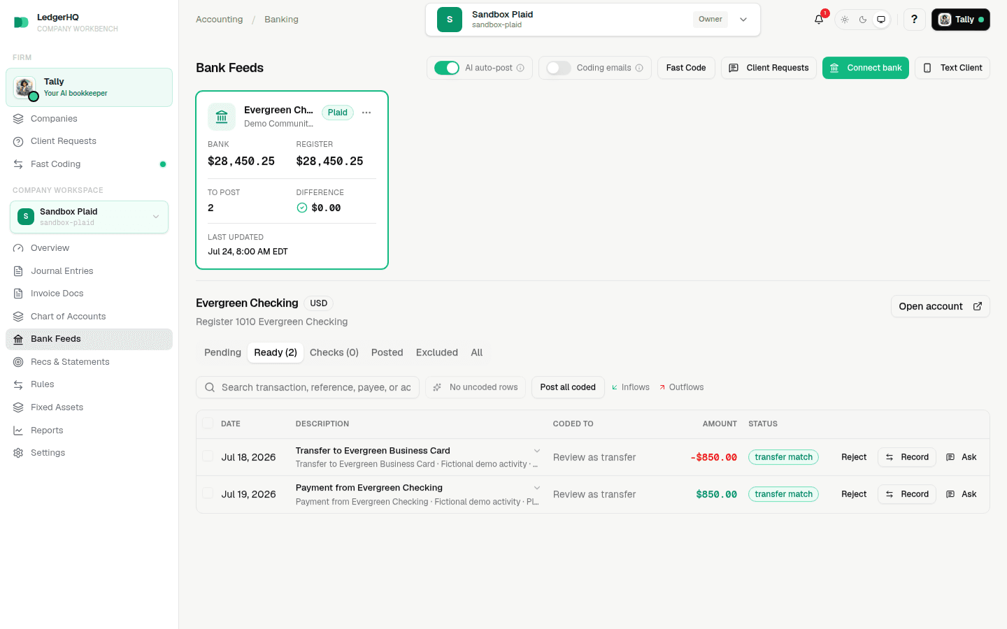 The card payment matched to its funding withdrawal