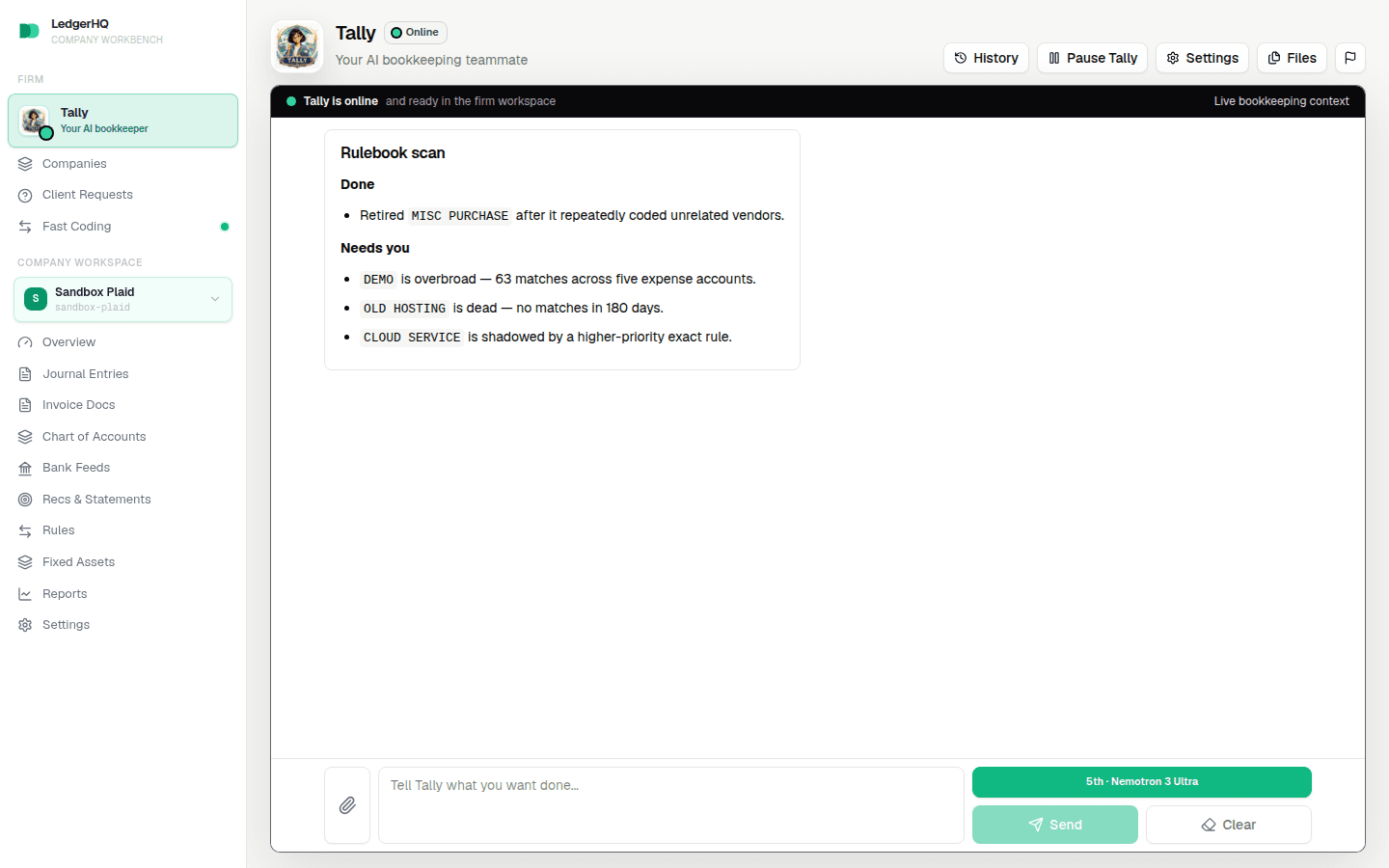 A rulebook scan reporting retired and flagged rules