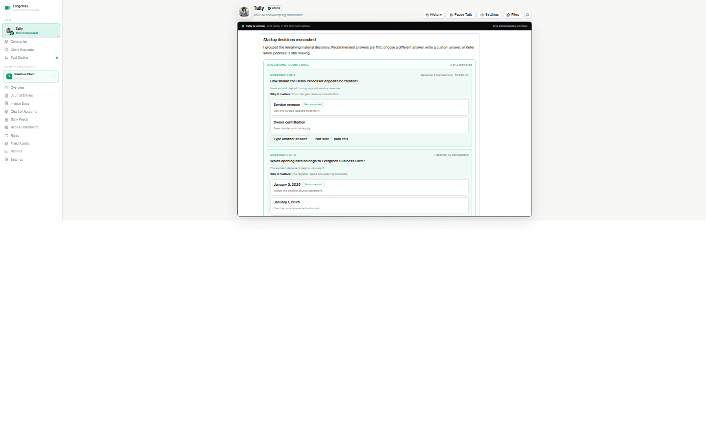 A batch of Tally startup questions with recommended answers first